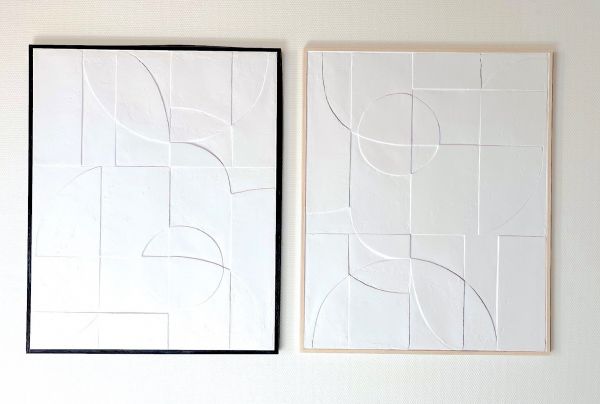 Obra de arte abstracta impreso con relieve - Panel de pared de efecto 3D - panel de pared con textura con marco en negro y madera – Cubiqz