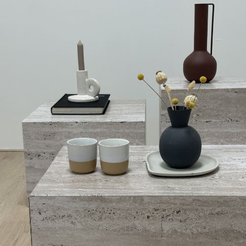 MESAS AUXILIARES TRAVERTINO | Juego de 3 piezas | Muebles de cartón | Home Staging y Exposición