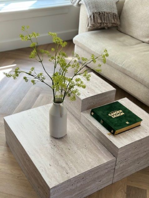 MESAS AUXILIARES TRAVERTINO | Juego de 3 piezas | Muebles de cartón | Home Staging y Exposición