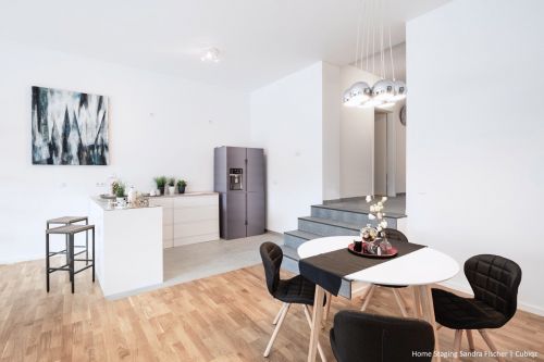 Armario bajo sin tiradores de 90 cm con cajones para cocina de cartón